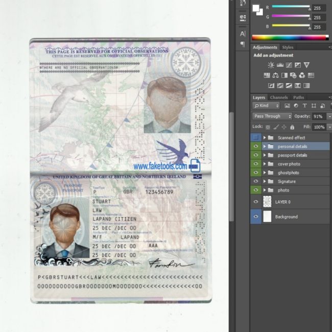 UK Passport psd template