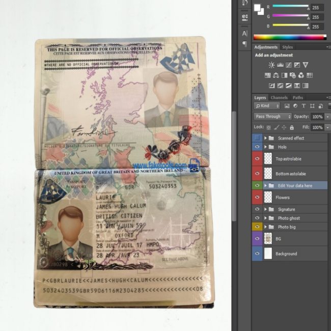 UK Passport Template PSD