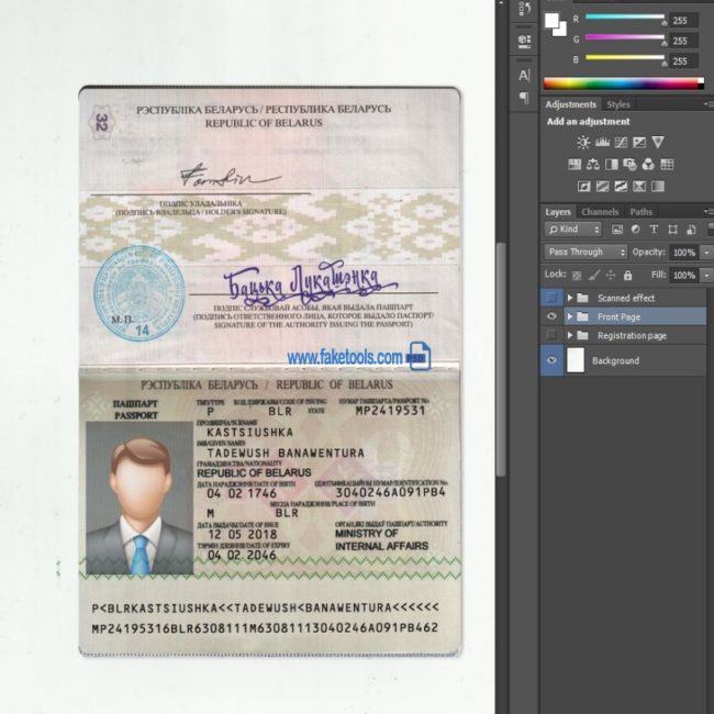 Belarus Passport psd template