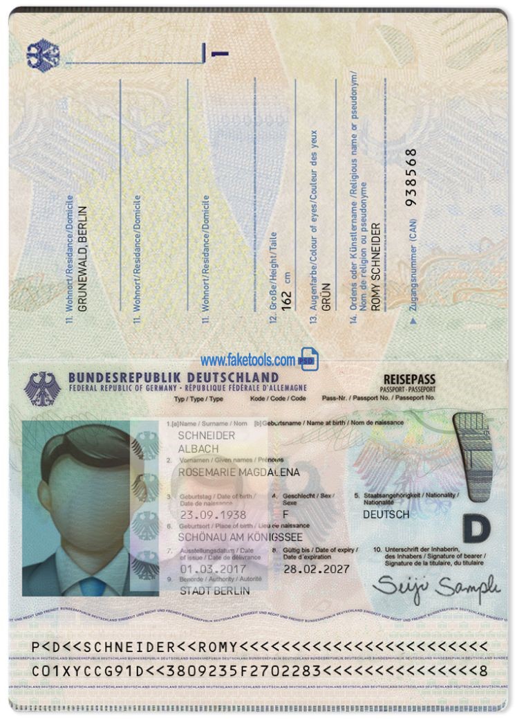 Germany passport psd template