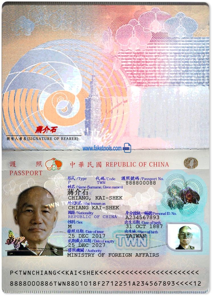 Taiwan Passport psd template