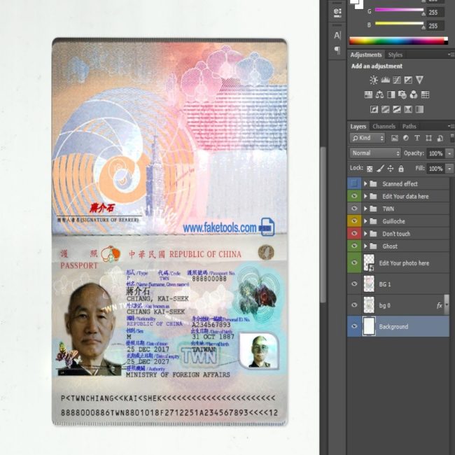 Taiwan Passport psd template