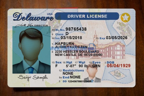 Delaware driver license Psd Template