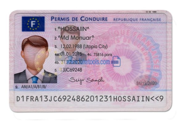 France driver license Psd Template