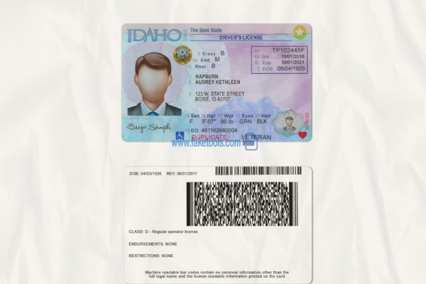 Idaho driver license Psd Template