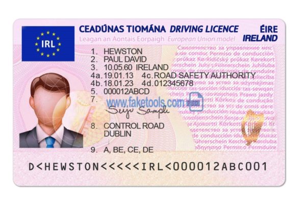 Ireland driver license Psd Template