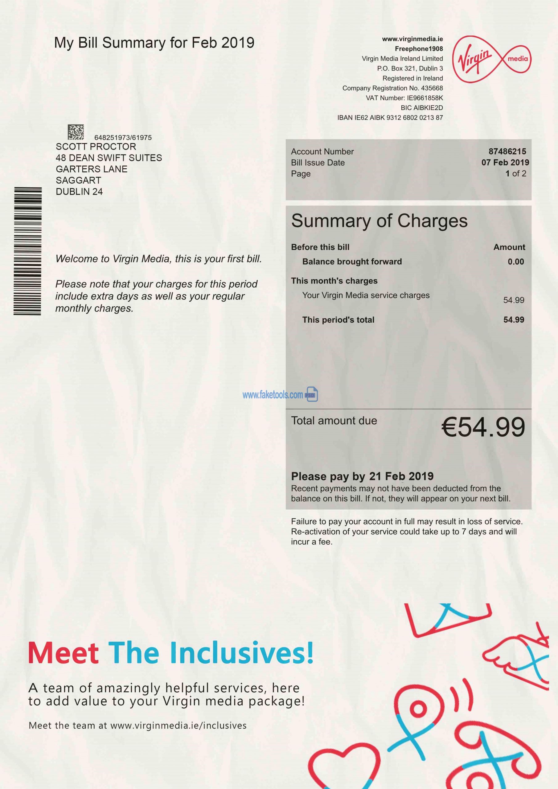 Ireland Utility Bill psd Template: Ireland Proof of address psd template