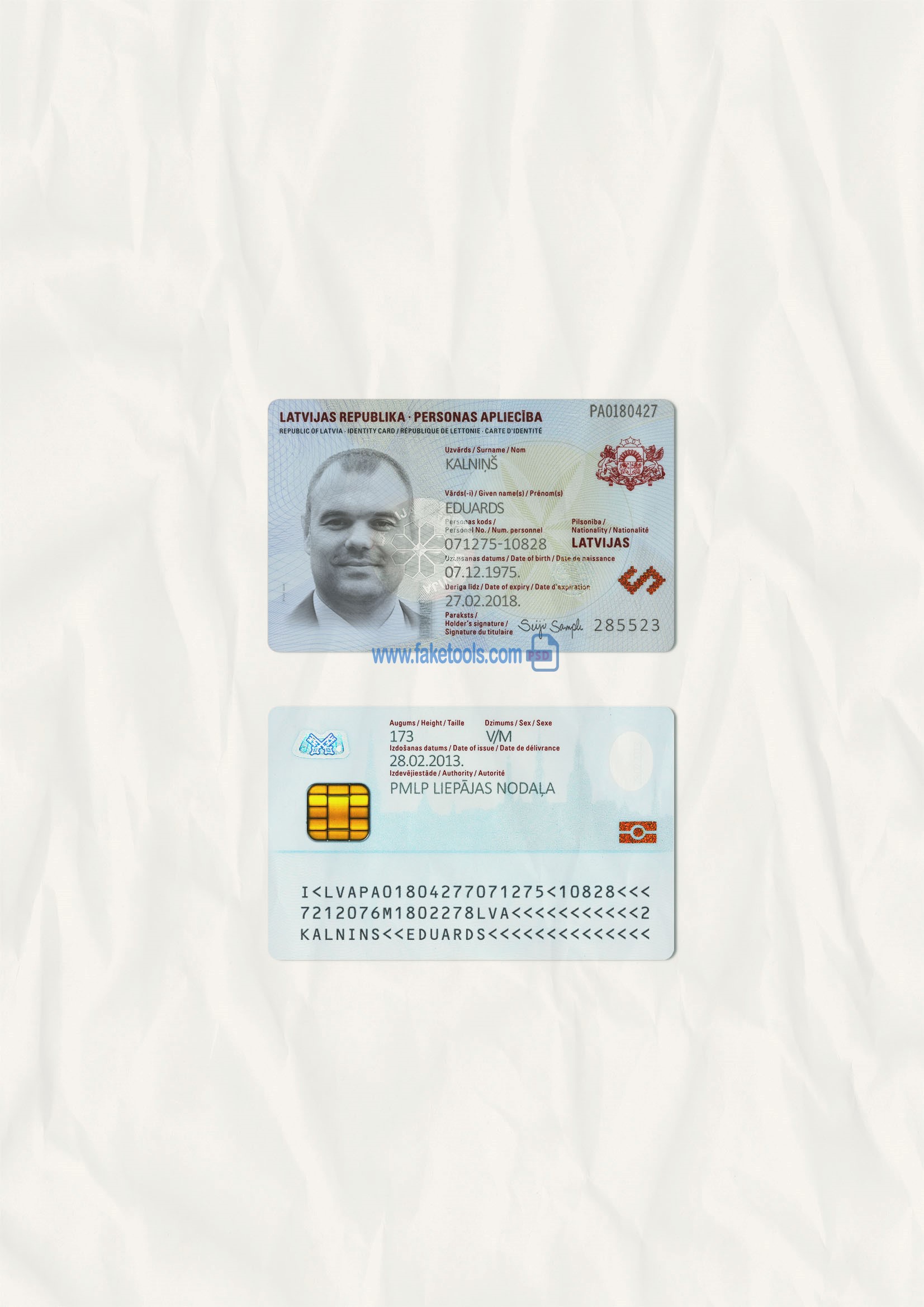 Latvia ID Card Psd Template