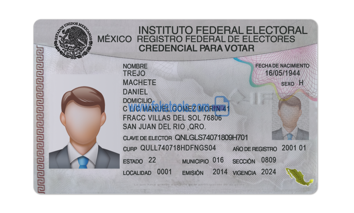 Mexico ID Card Psd Template