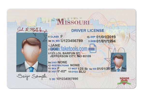 Missouri driver license Psd Template