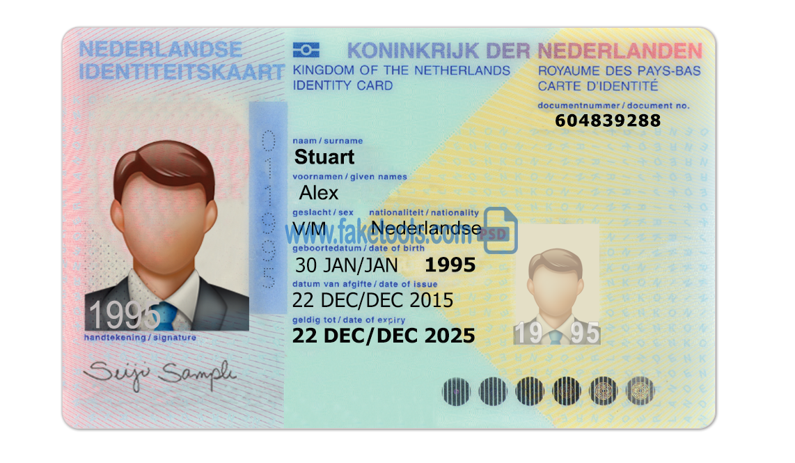 Netherlands ID Card Psd Template