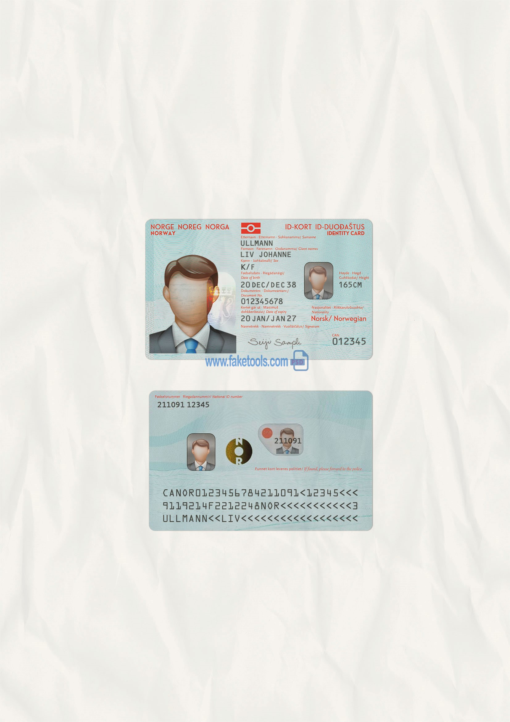 Norway ID Card Psd Template