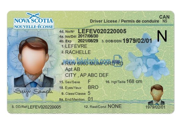 Nova Scotia driver license Psd Template