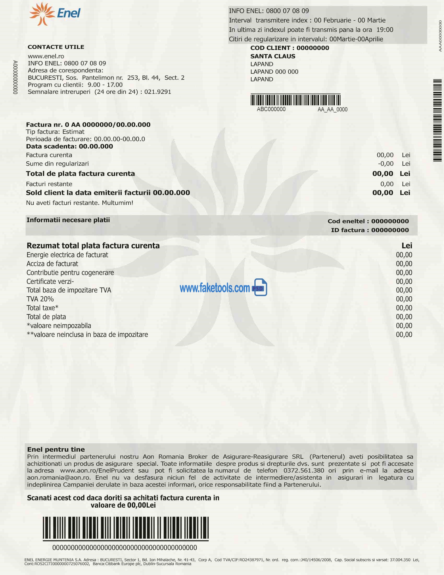 Romania Utility Bill psd Template: Romania Proof of address psd template