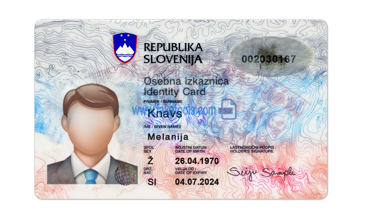 Slovenia ID Card Psd Template