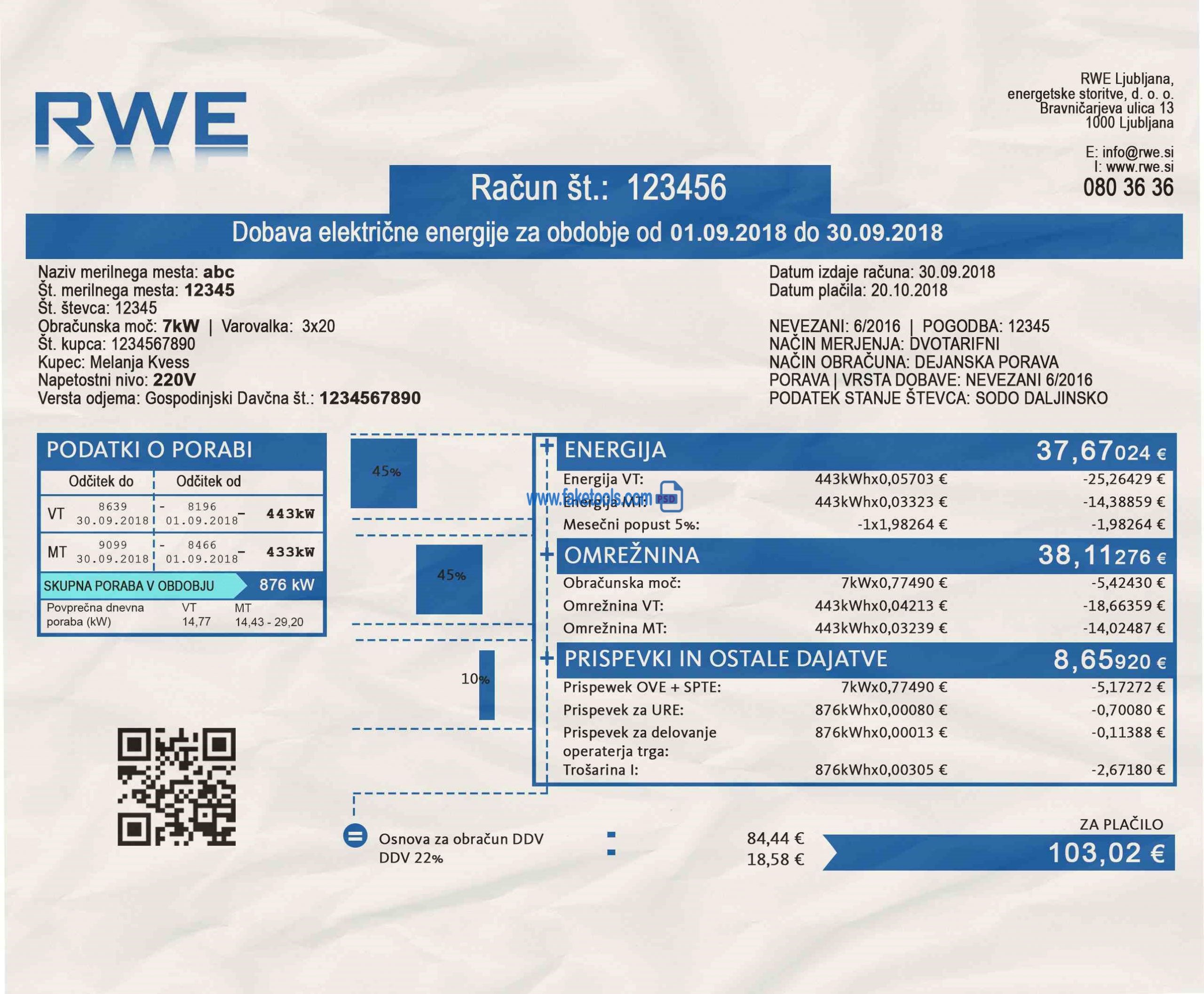 Slovenia Utility Bill psd Template: Slovenia Proof of address psd template