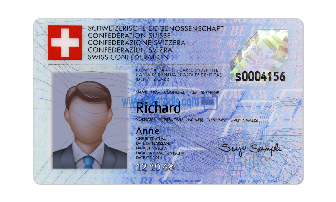 Switzerland ID Card Psd Template