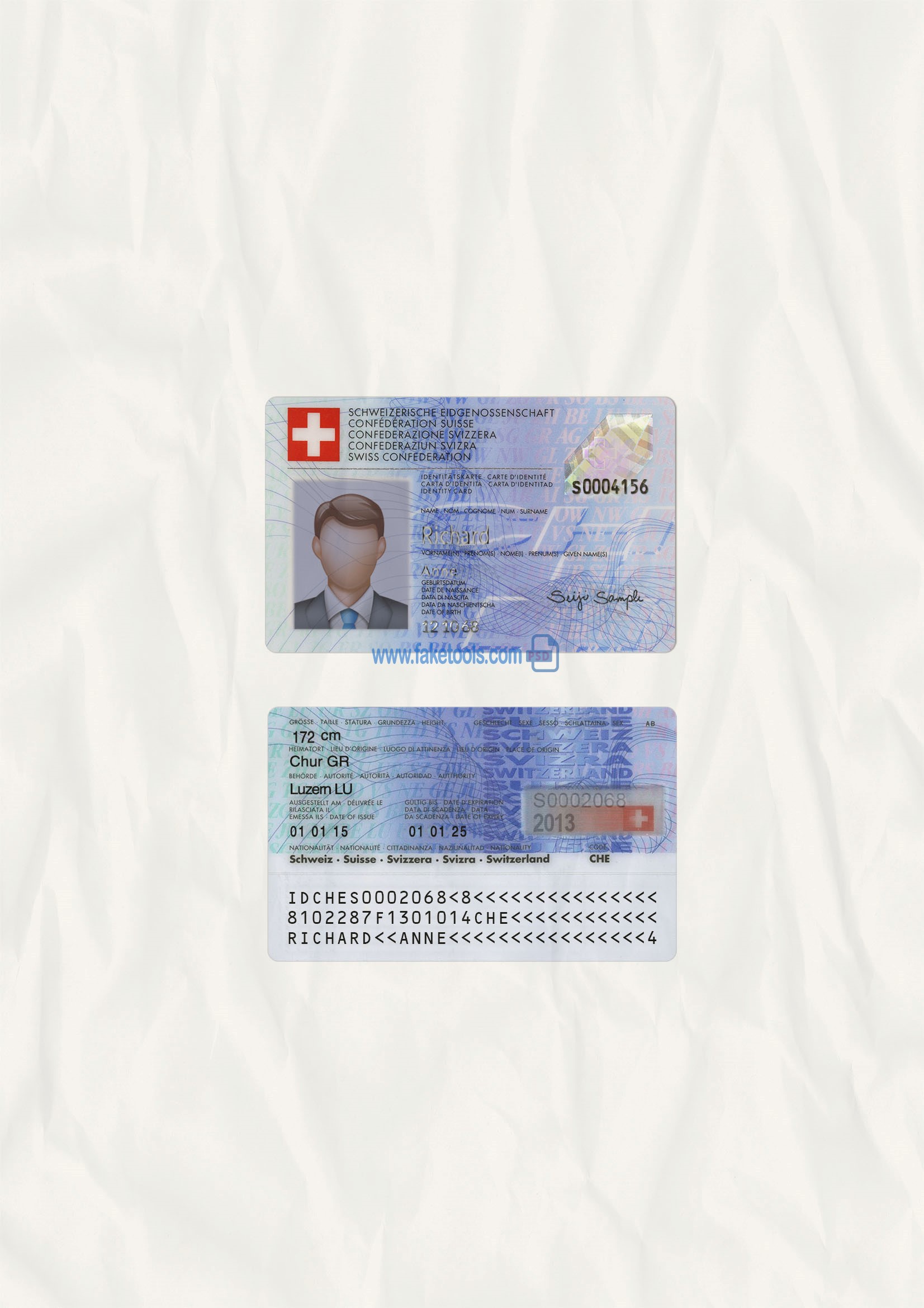 Switzerland ID Card Psd Template