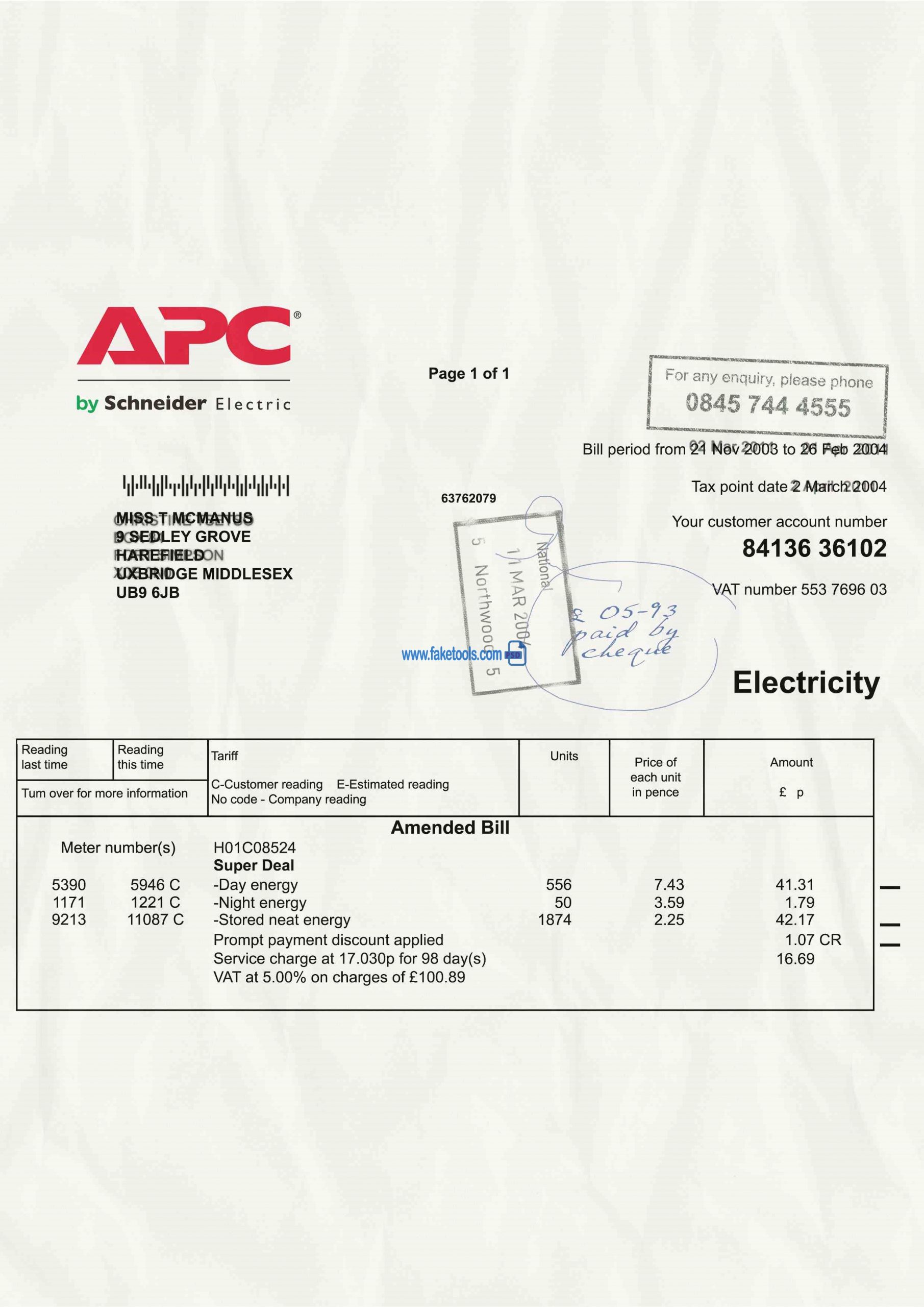 Uk Utility Bill psd template -2: UK Proof of address psd template -2: Uk electricity bill psd template