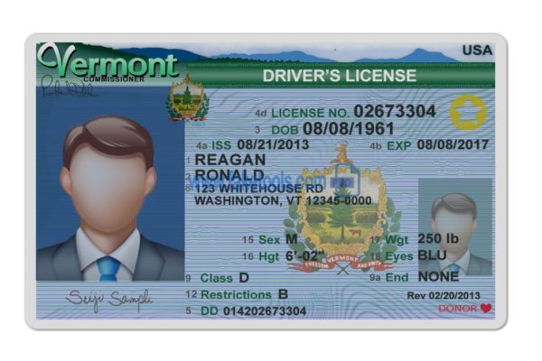 Vermont driver license Psd Template