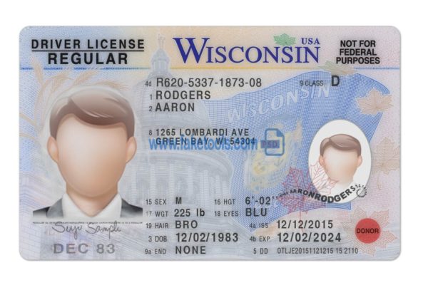 Wisconsin driver license Psd Template