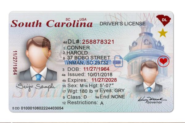 South Carolina driver license Psd Template