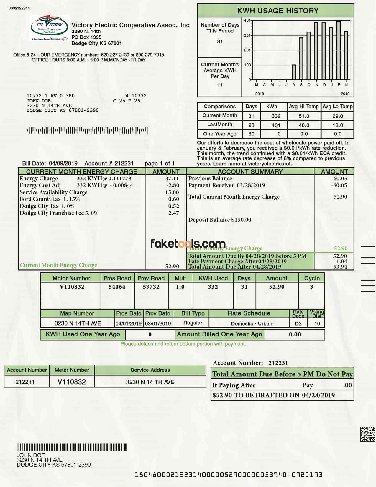 Kansas Utility Bill psd Template: Kansas Proof of address psd template