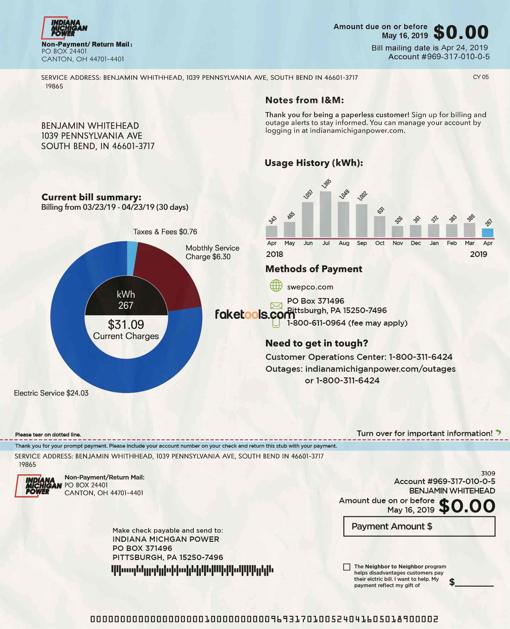 Michigan Utility Bill psd Template: Michigan Proof of address psd template