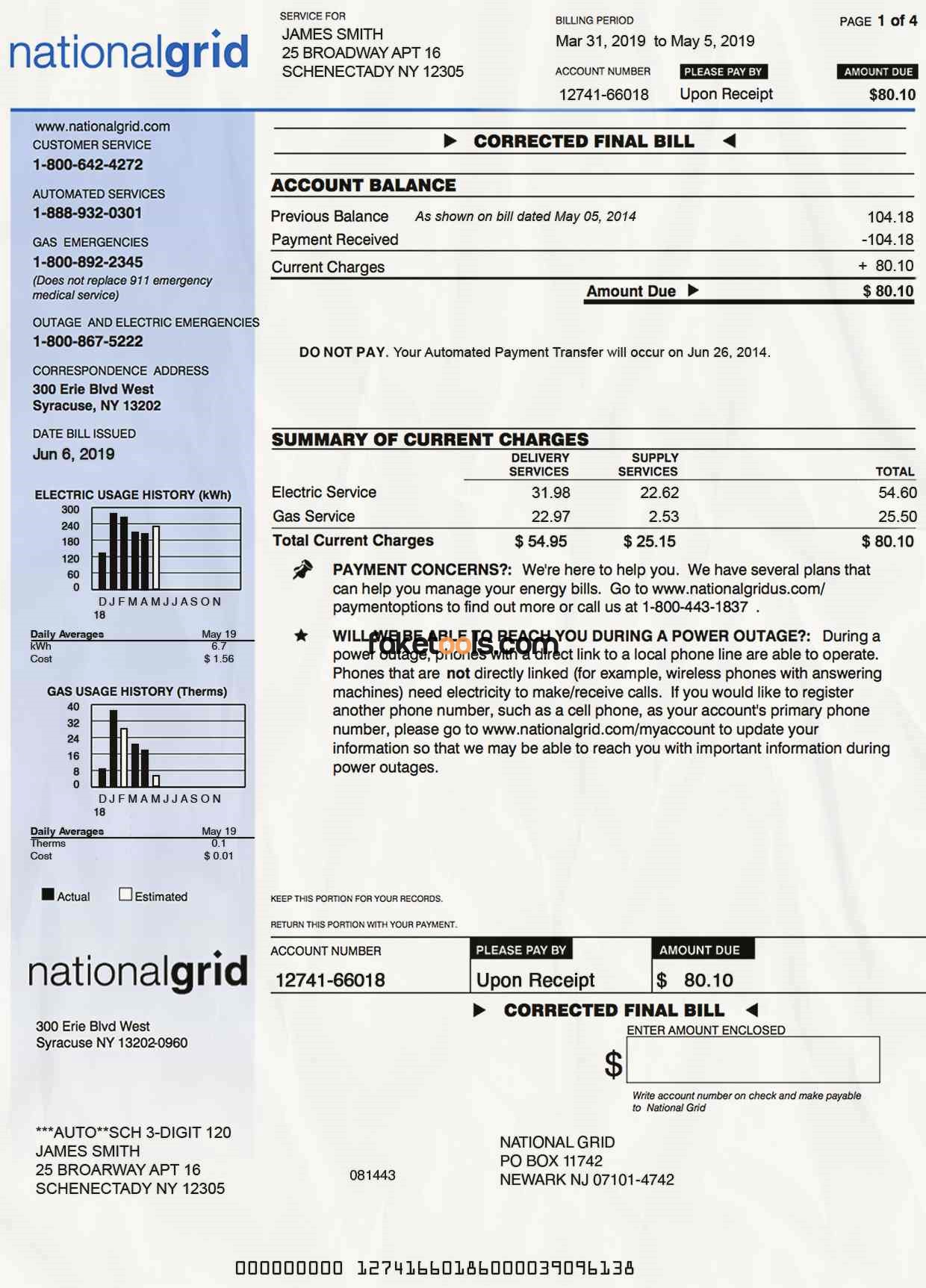 New York Utility Bill psd Template: New York Proof of address psd template