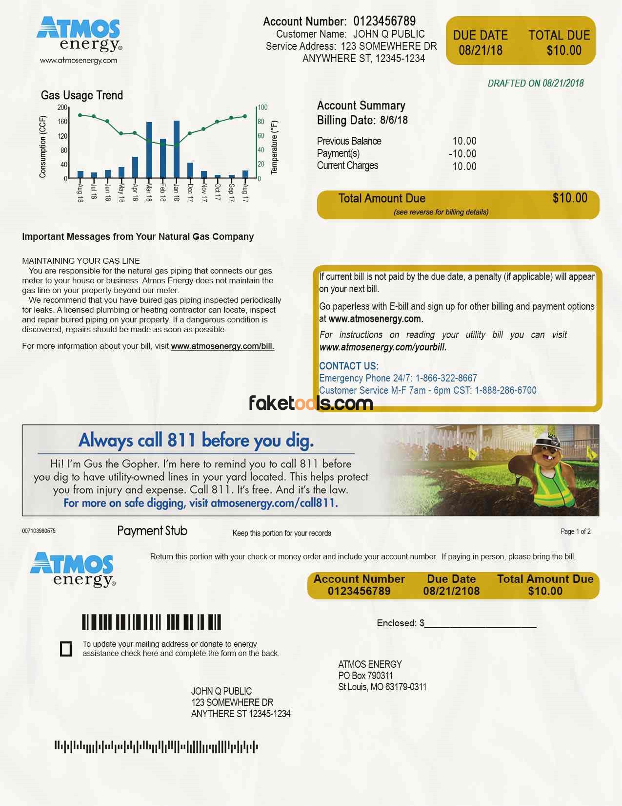 Virginia Utility Bill psd Template: Virginia Proof of address psd template